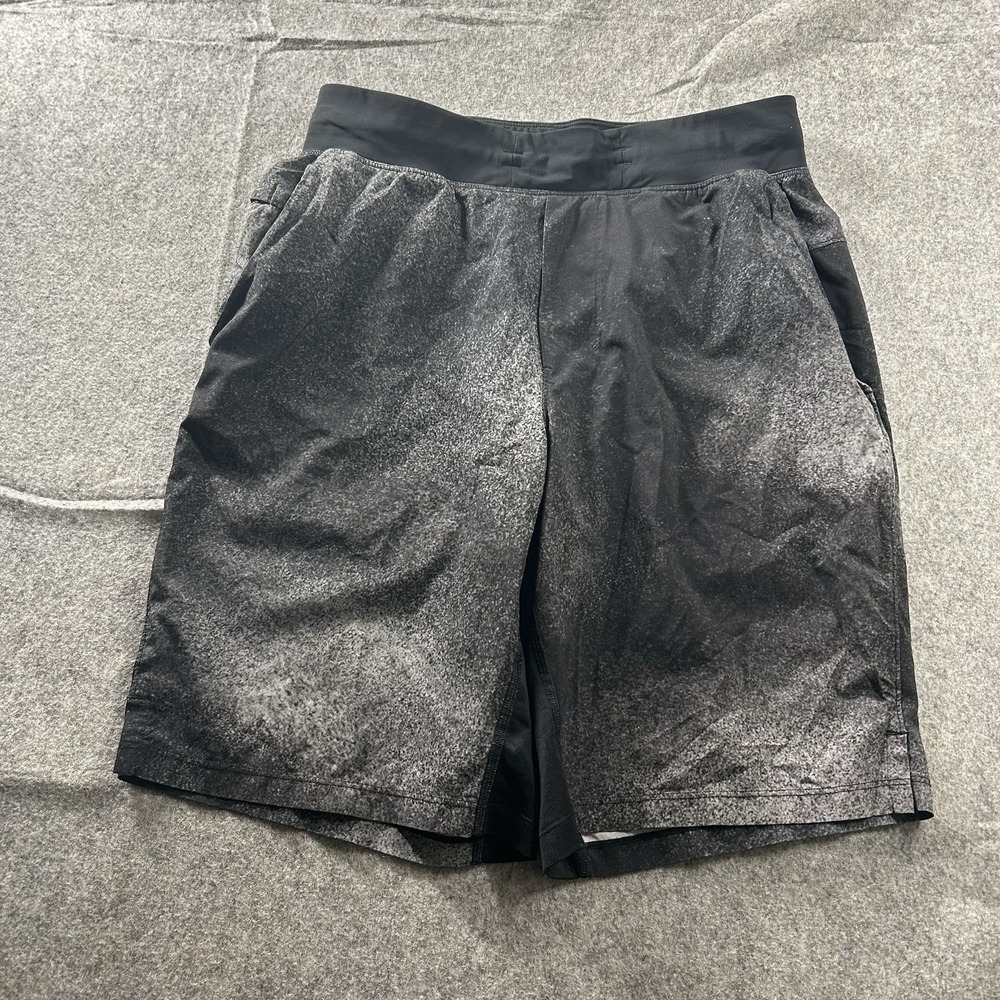 Lululemon Pace Breaker Shorts Mens Small Black Gray Splatter Lined Athletic